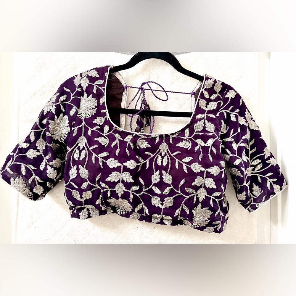 Women’s Embroidered Purple Lehenga Set - Picture 2 of 5
